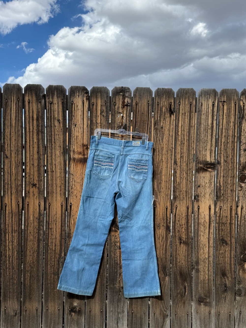 Vintage Light Blue Women's Distressed Flare 70’s style Jeans